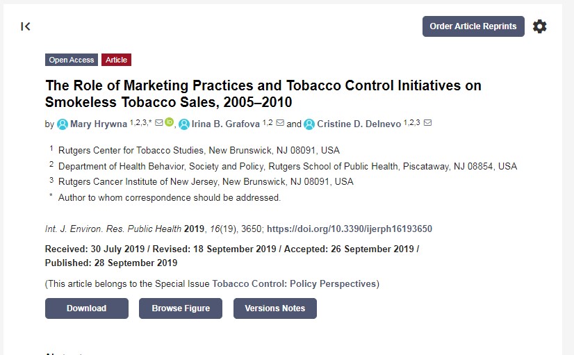 The Role of Marketing Practices and Tobacco Control Initiatives on Smokeless Tobacco Sales, 2005–2010