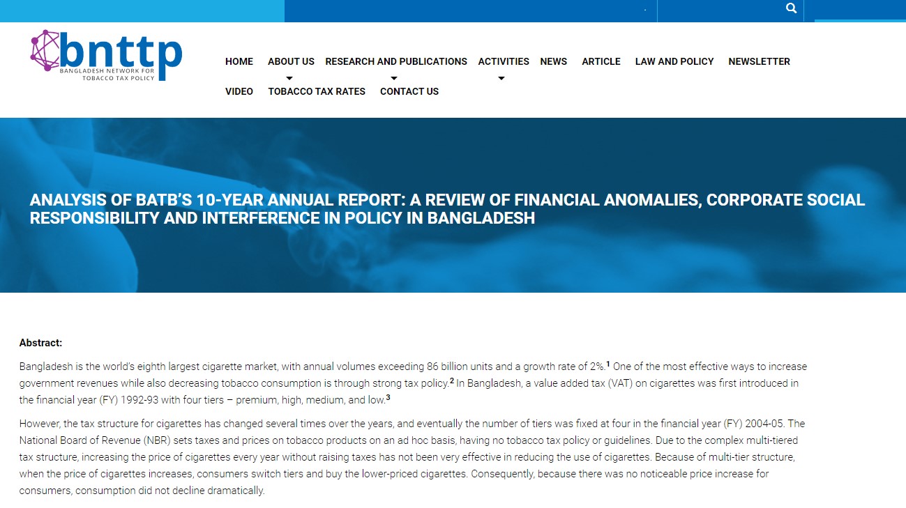 ANALYSIS OF BATB’S 10-YEAR ANNUAL REPORT: A REVIEW OF FINANCIAL ANOMALIES, CORPORATE SOCIAL RESPONSIBILITY AND INTERFERENCE IN POLICY IN BANGLADESH
