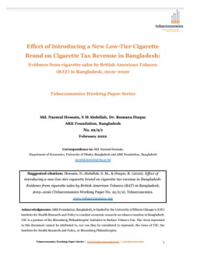 Effect Of Introducing A New Low-Tier Cigarette Brand On Cigarette Tax Revenue In Bangladesh: Evidence From Cigarette Sales By British American Tobacco (BAT) In Bangladesh, 2019–2020