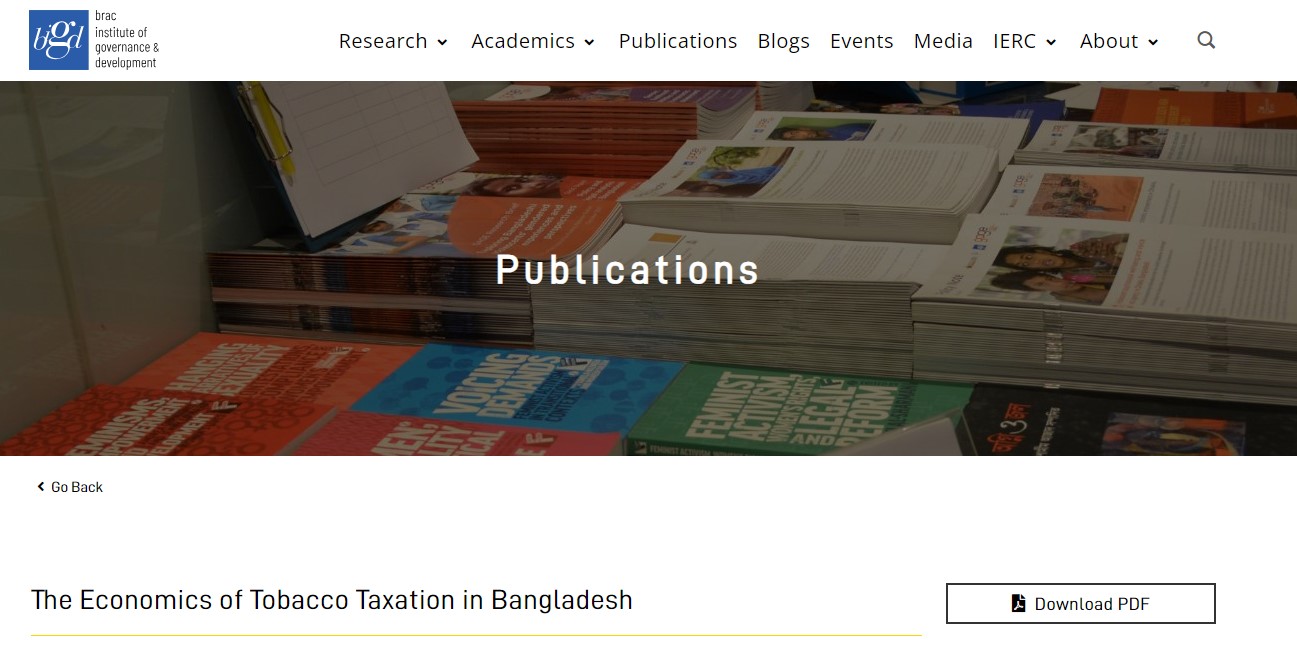 The Economics of Tobacco Taxation in Bangladesh