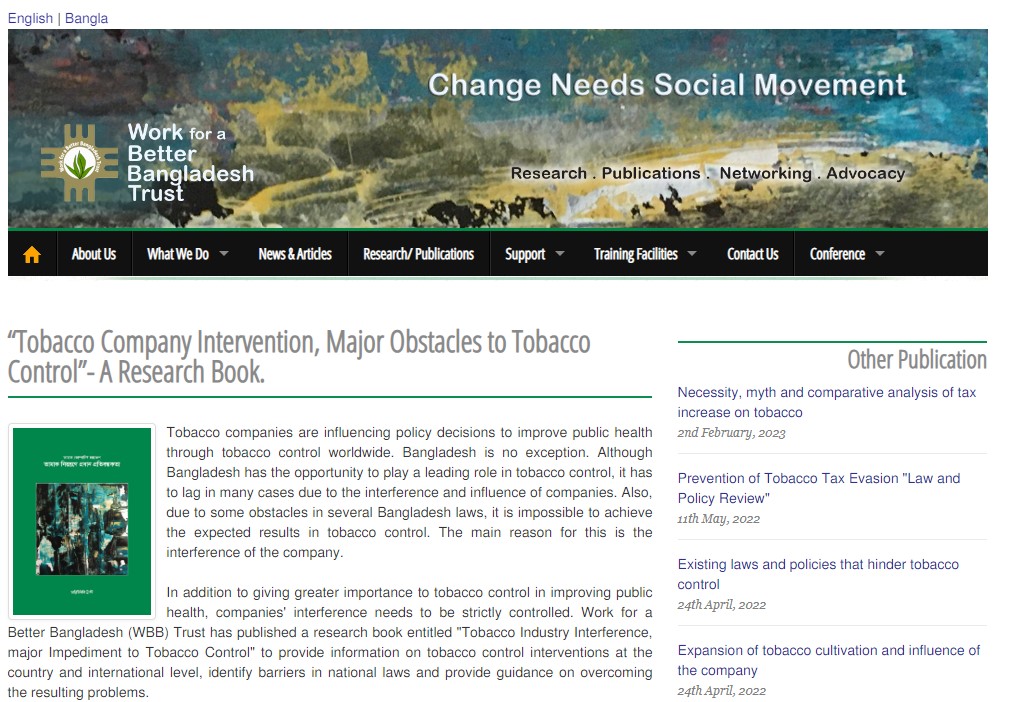 Tobacco Company Intervention, Major Obstacles to Tobacco Control