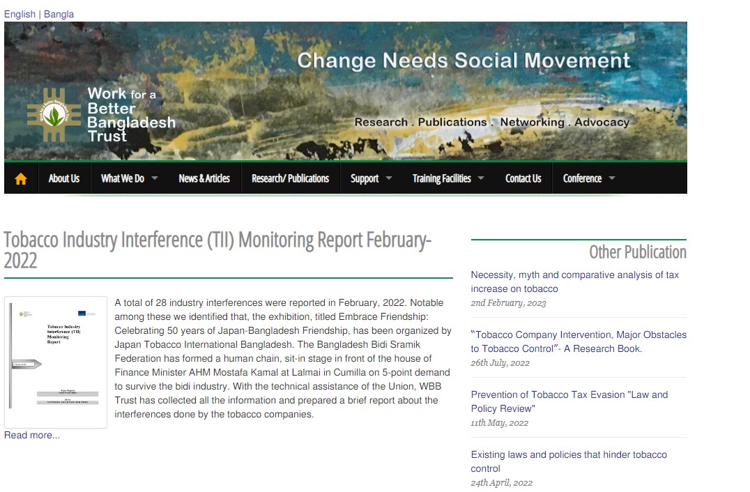 Tobacco Industry Interference (TII) Monitoring Report